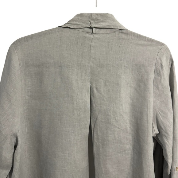 Saks Fifth Avenue 100% Linen Light Gray Women's Open Front Waterfall Cardigan S - Picture 6 of 10